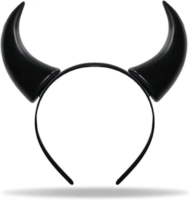 Productafbeelding van Duivelshoorns Haarband - Duivelse Oren - Kostuumfeest Accessoire - Universele Pasvorm - 20 cm - Zwart
