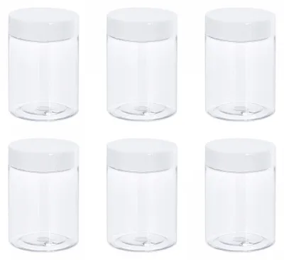 6er Set runde Kunststoffgläser mit Schraubdeckel, 100 ml