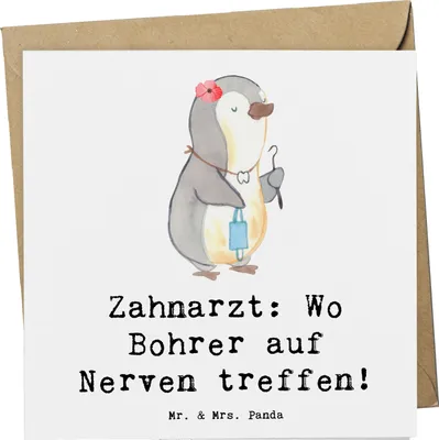 Produktbild von Mr. & Mrs. Panda Glückwunschkarte Zahnarzt Nerven - Weiß - Geschenk, Beruf, Spruch, Berufe, Zahnmedizin, Zahnheilkunde, Grußkarte, Klappkarte, faltkarte, anlasskarte
