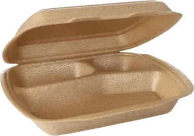 Produktbild von 50 Menüboxen mit Klappdeckel, XPP 3-geteilt 7 cm x 20,5 cm x 24 cm beige