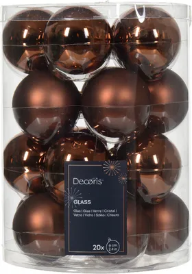 Produktbild von Weihnachtskugeln Glas 6cm x 20 Stück - Espressobraun