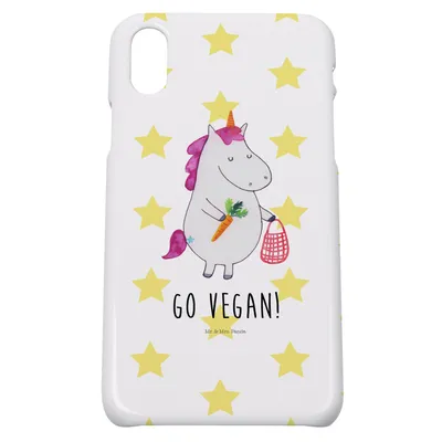 Produktbild von Mr. & Mrs. Panda Iphone 10 Handyhülle Einhorn Vegan - Weiß - Geschenk, X, Hülle, Gesund essen, Rohkost, Handy, Veganismus, Veganer, Cover, Leben