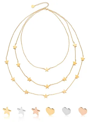 Image de Elzusha - Collier pour femmes, avec des étoiles, en acier inoxydable, avec fermoir réglable