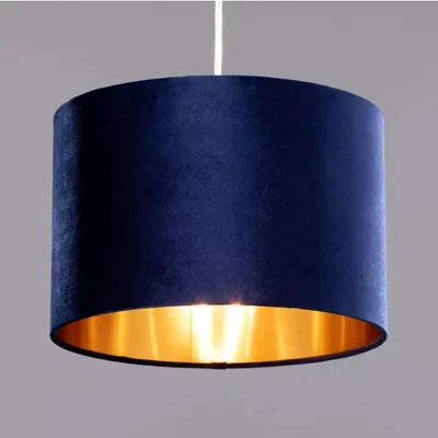 Trommel-Lampenschirm 30 cm, Navy-Blau-Gold, Modern