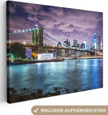 Obrázek produktu pro OneMillionCanvasses® - Plátno - New York - Panorama - Město - Barvy, nástěnný obraz, nástěnné dekorace obrazy obývací pokoj, 120x90cm