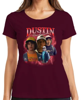 Produktbild von Dustin Henderson Stranger Fan Geschenk Retro 80er Vintage Hawkins Damen T-Shirt, Burgundy, M