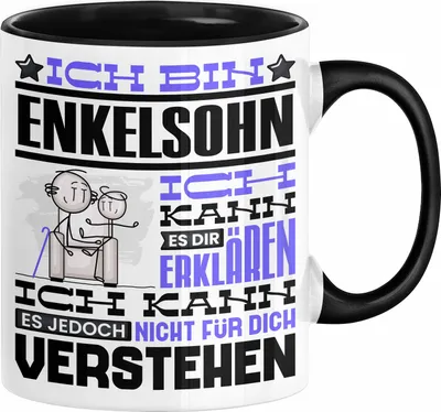 Produktbild von Enkelsohn Geschenk Kaffee-Tasse Geschenkidee für Enkelsohn Ich Bin Enkelsohn Ich Kann Es Dir Erklären Jedoch Nicht Für Dich Verstehen Spruch Lustig (Schwarz)