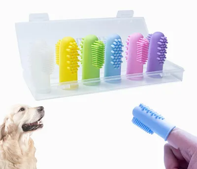 Produktbild von 6er Pack Hund Finger Zahnbürste Silikon mit Aufbewahrungsbox