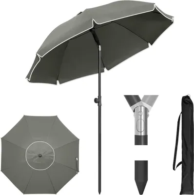 Produktbild von WOLTU Sonnenschirm Balkon, UV-Schutz Belüfteter Strandschirm UPF 50+ Rund : Dunkelgrau 175cm Farbe: Dunkelgrau Größe: 175cm