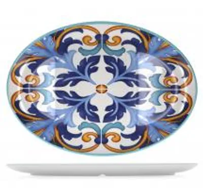 Immagine prodotto di H&H Piatto ovale in melamina decorata dimensioni 43 x 30.5 x 3 cm