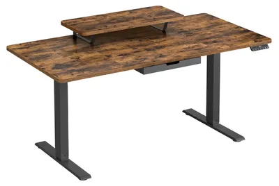 Produktbild von Höhenverstellbarer Schreibtisch mit Monitorständer | Braun | 140x70x72-120 cm