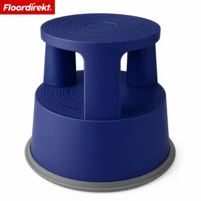 Image de Tabouret à roulettes Floordirekt en plastique, marchepied à roulettes  avec pied en forme d'éléphant, tabouret antidérapant à roulettes supportant jusqu'à 150 kg, bleu