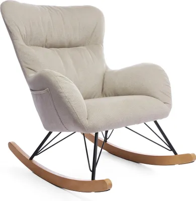 Produktbild von Homeguru Moderner Sessel, Schaukelsessel Mit Armlehnen, Schaukelstuhl Wing Mit Metall-Beinen, Schwingsessel, Stillstuhl, Fernsehsessel, Loungesessel, Schlittensessel, Lesesessel, Relaxsessel Für Wohnz