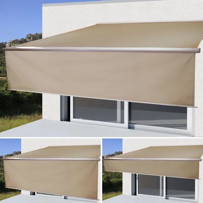 Produktbild von Elektrische Vollkassetten-Markise T124, 4x3m ausfahrbarer Volant  Polyester Sand