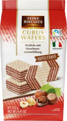 Produktbild von Feiny Biscuits Cubus Waffeln mit Haselnusscreme 125 g