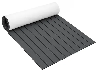 Produktbild von Vigevee Bodenbelag Matte Rutschfest Deck Teppich Teak EVA Schaum Yacht Bodenmatte Selbstklebend Fußboden Deck Matte Dunkelgrau 240x60cm