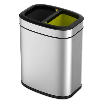 Image de EKO - OLI-Cube Open Top Poubelle 10+10 litres - Stainless steel Polypropylene - Matt Edelstahl