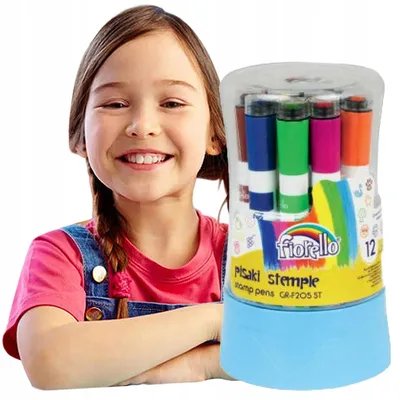 Produktbild von FIORELLO Stempel-Filzstifte 12 Farben für Kinder
