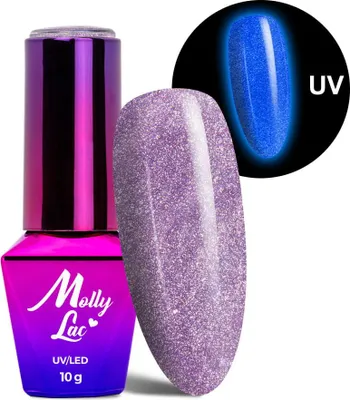 Produktbild von MollyLac Night Glowing Uselink HEMA/Di-HEMA Free 10g Nr. 675 Hybrid-Nagellack, im Dunkeln leuchtend, Katzenauge