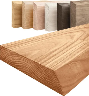 Image de LAMO Manufaktur Étagère bois massif sans pièces de fixation | Etagere 40 cm largeur pour salle de bain, couloir, cuisine | Couleur: foncé, Bord: naturel | Bois massif, design moderne, belle veinure
