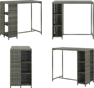 Immagine prodotto di vidaXL Tavolo bar con ripiano grigio 120x60x110 cm in poly rattan - tavolo bar - tavoli bar - tavolo pub - tavoli pub