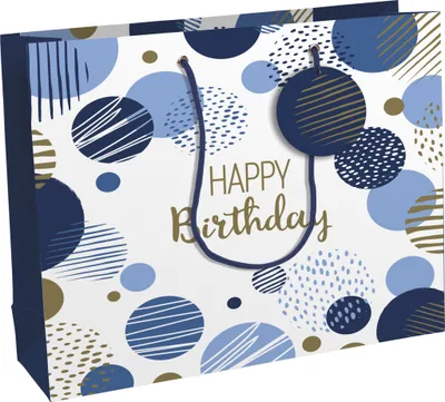 Produktbild von Clairefontaine 6x Happy Birthday Geschenktasche 37,3x11,8xx27 ,5cm Blau 32487-6C