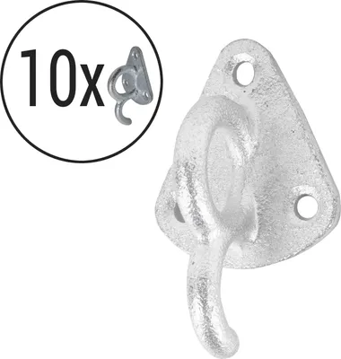 Produktbild von 10x Planenhaken Metall mit Öse 70 x 45mm Stahl verzinkt Netz Haken für Anhänger