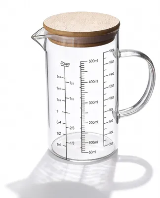 Messbecher 500 ml Borosilikatglas mit Bambusdeckel