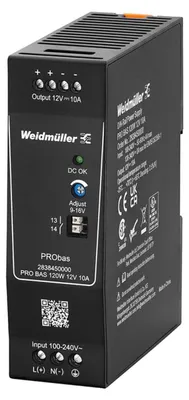 Imagen del producto de Weidmüller - Fuente de alimentación 12V DC PRO BAS, 120W, 12V, 10A, número de artículo: 2838450000