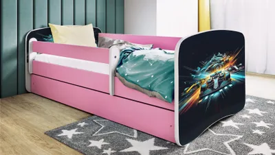 Image de Lit d'enfant Lit d'adolescent Ethnie 70x140, 80x160, 80x180 cm - Set complet avec matelas, tiroir & protection antichute