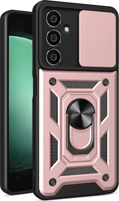 Produktbild von Hülle für Samsung Galaxy S23 FE mit Ring Ständer Halter Dia Kameraschutz TPU PC Hybrid Handyhülle Roségold