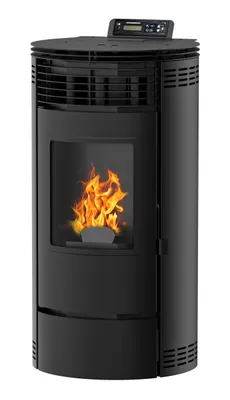 Immagine prodotto di UMBRELLA® PR8 stufa a pellet 8,6 kW A+ fino a 220 m³ – ciclo di pulizia automatico, ECO1/ECO2, programma settimanale, telecomando – Nero
