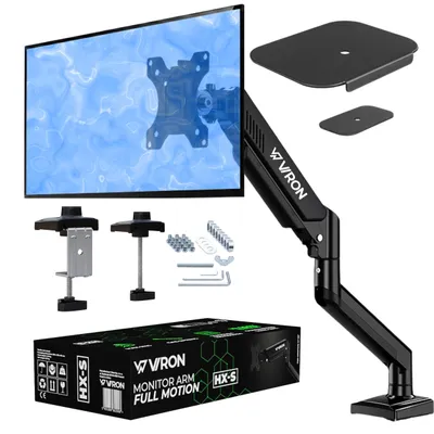 Produktbild von VIRON Monitorhalterung HX-S, 13-42 Zoll, bis 9kg, VESA 75/100, höhenverstellbar & Pivot SET mit Stahlplatte