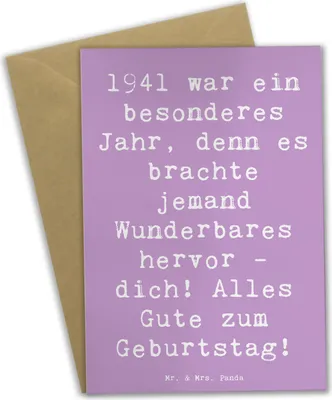 Produktbild von Mr. & Mrs. Panda babykarte Spruch 1941 Geburtstag - Lavendeltraum - Geschenk, Grußkarten, Geburtstagsfeier, hochzeitskarten, einladungskarten, Alter, weihnachtskarten