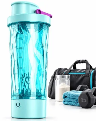 Produktbild von Protein Shaker Elektrisch 600 ml, Automatischer Shaker Mit 7500 U/min, Trinkshaker Mit Messskala, Auslaufsicher, Für Getränke