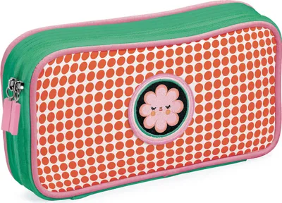 Produktbild von Djeco Federmäppchen Floare mit Blumenstickerei, 2 Fächer, 22 x 12,5 x 3 cm