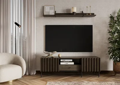 Produktbild von Minio, TV-Unterschrank "IMPERA" 165 cm, Lowboard, TV-Schrank, mit Metallfüßen, Portland Esche / Schwarz
