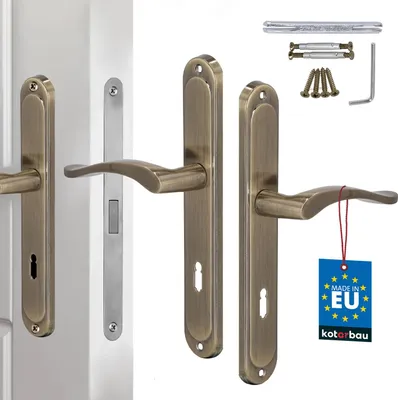 Immagine prodotto di KOTARBAU® Maniglia per porte interne BB Maniglia 72 mm in patina Maniglie per porte Piastra lunga Set di maniglie Serratura per porte interne Ferramenta per porte interne Serratura a leva Set di maniglie Classic