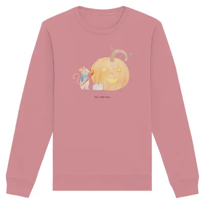 Produktbild von Mr. & Mrs. Panda Baumwoll Pullover Kürbis Maus Größe M - Canyon Pink - Geschenk, Sweatshirt, Dekoration, Sweater, Halloween Deko, Kerzen, Trick Or Treat, Pulli