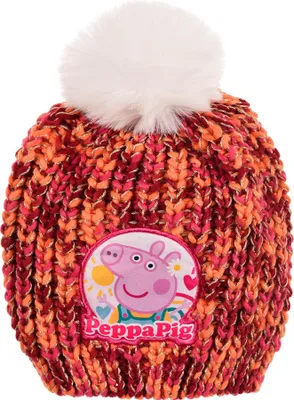 Produktbild von Peppa Wutz Pig Kinder Mädchen Winter-Mütze Strick Bommelmütze   , Farbe:Rot, Größe:54