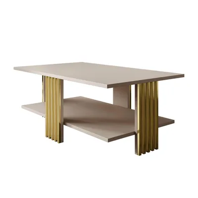 Produktbild von Couchtisch SAPHIRA GOLD mit Ablageboden, Kaschmir / Goldglanz