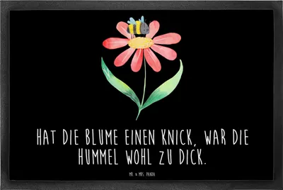 Produktbild von Mr. & Mrs. Panda fußmatte Hummel Blume 40 x 60 cm - Schwarz - Geschenk, Wespe, Natur, bodenmatte, Bodenvorleger, Biene, Schmutzfangmatte, Hummeln, Fussmatte, Schmutzmatte