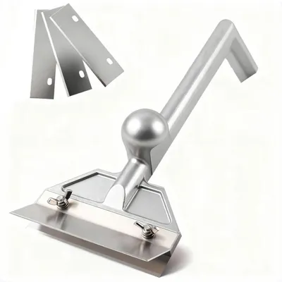 Produktbild von Grillspachtel mit 3 Edelstahlklingen, BBQ Schaber aus Aluminium, Grillreiniger für Grillplatte Teppanyaki Plancha