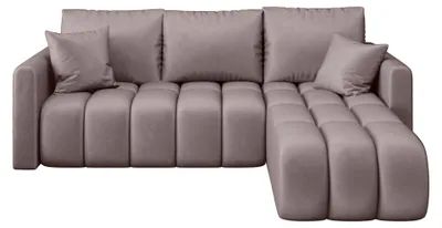 Produktbild von CORNERO Ecksofa mit schlaffunktion GARDA rechts dunkelrosa Velours Monolith 62 - Schlaffunktion, Bettkasten