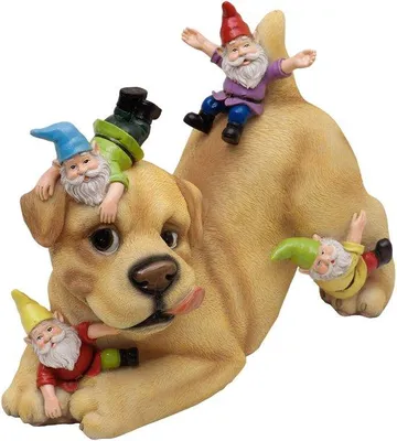 Image de Unyqoos® : Lot de 4 décorations de jardin, nains de jardin résistants aux intempéries, en résine synthétique, multicolores, dimensions : 28,5 x 15 x 22 cm, poids : 900 g