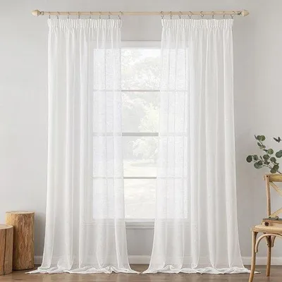 Immagine prodotto di Tende bianche trasparenti con nastro per pieghe 140x300 cm
