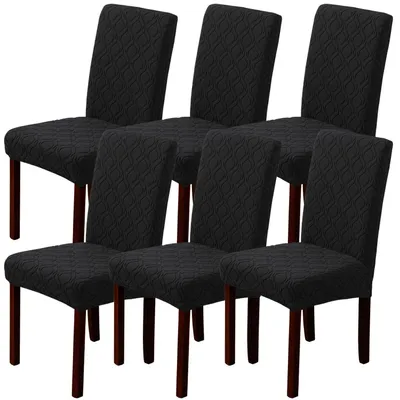 Produktbild von Stuhlhussen 6er Set, Stretch, Waschbar, Schwarz, für Esszimmer & Küche