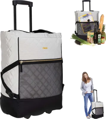 Produktbild von Punta Wheel CLASSY Einkaufstrolley Einkaufsroller Trolley Einkaufswagen Damen 10422-2000 Grau Gold Deluxe + Della Rox Edition Faltschopper Tasche