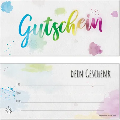 Produktbild von PRICARO Gutscheinkarte "Aquarell", mit Briefumschlag, 10 Stück