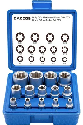 Produktbild von 14-tlg. Außen Torx Nuss Set Steckschlüssel E4-E24 CR-V mattiert